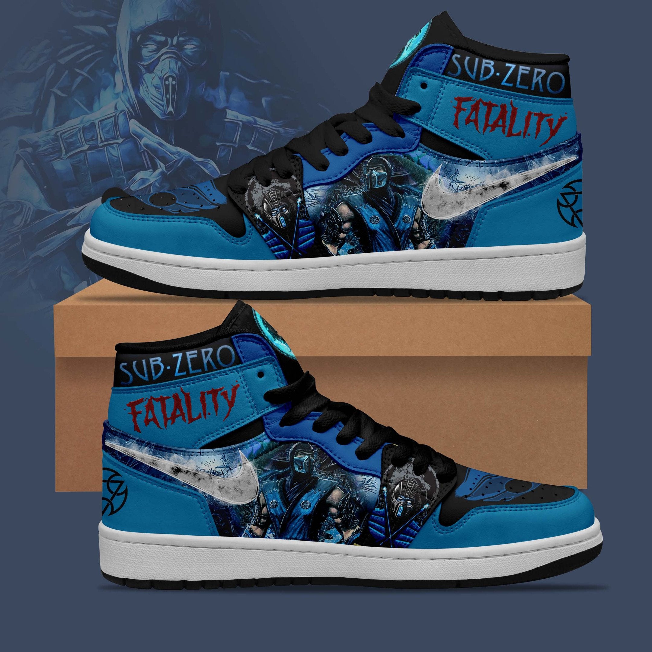 Ideafootwear Sub-Zero's Fatalities AJ1 High Sneakers Shoes For Men And Women 1