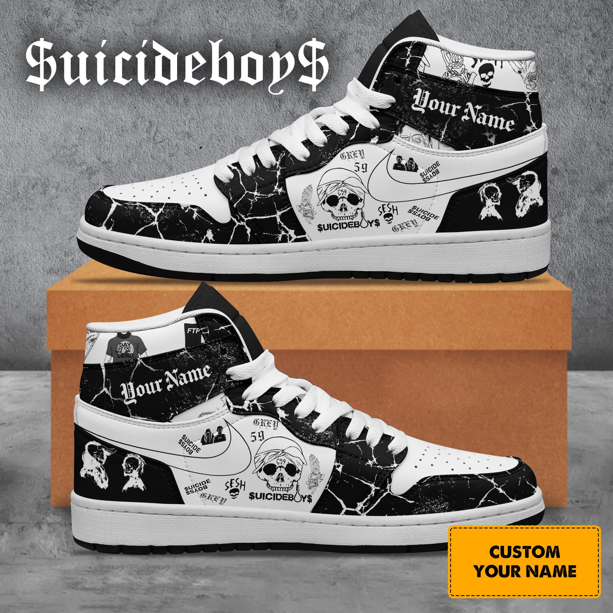 Ideafootwear Suicideboys AJ1 High Sneakers Shoes For Men And Women 10