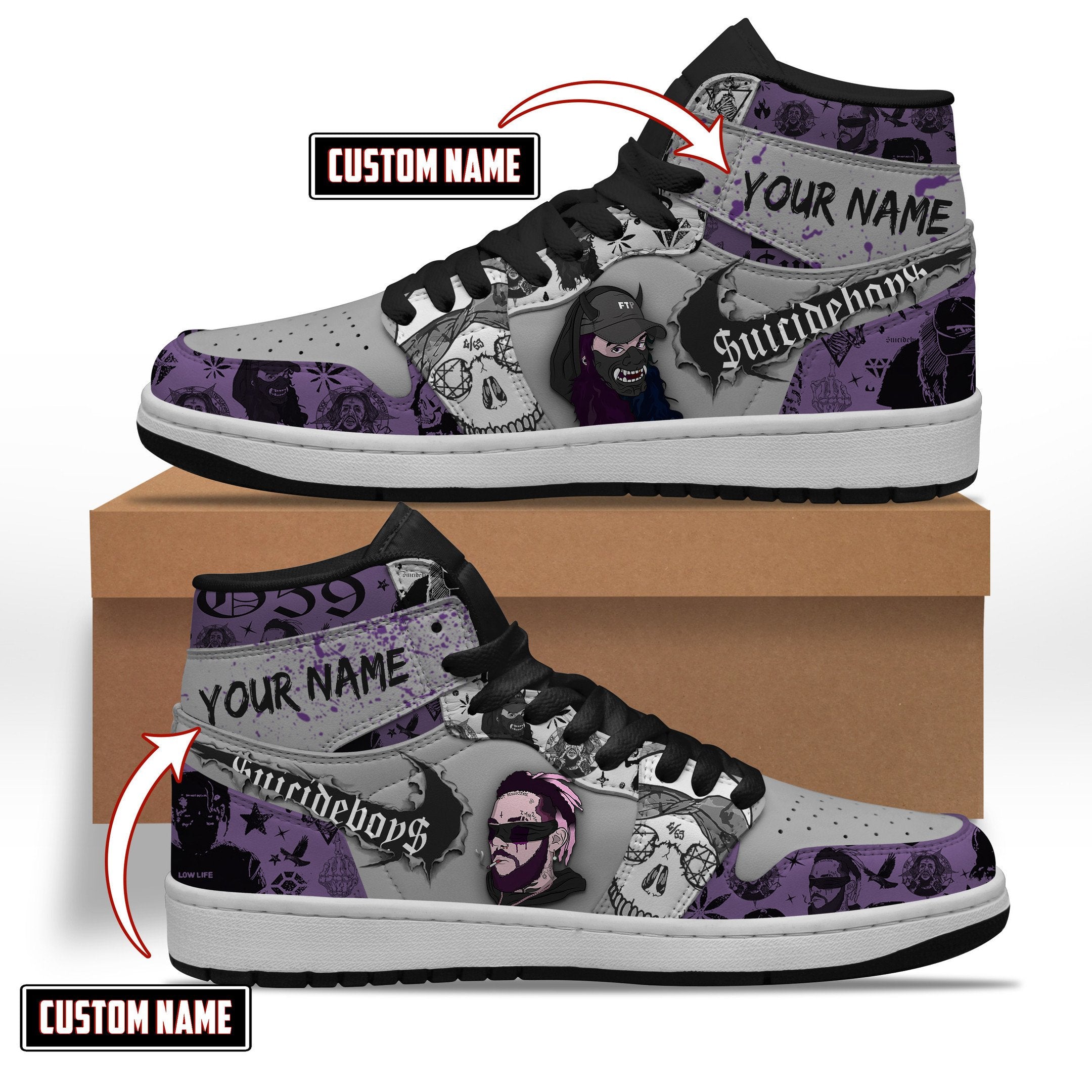 Ideafootwear Suicideboys AJ1 High Sneakers Shoes For Men And Women 15
