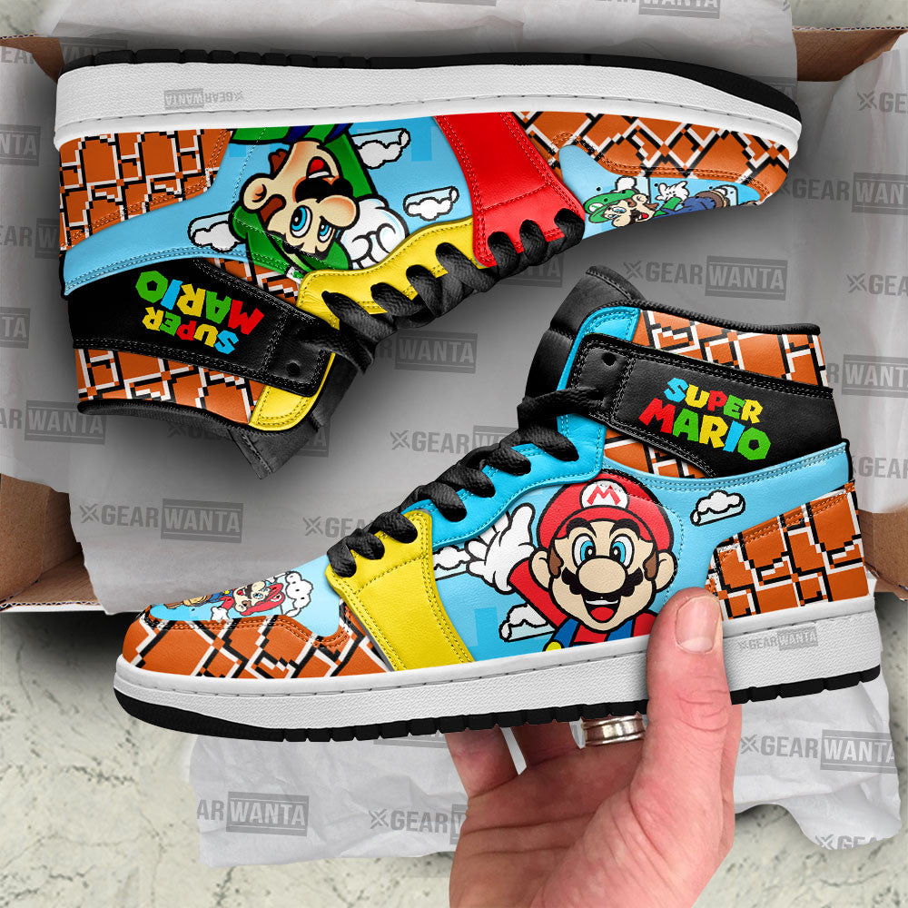 Ideafootwear Super Mario AJ1 High Sneakers Shoes For Men And Women 10
