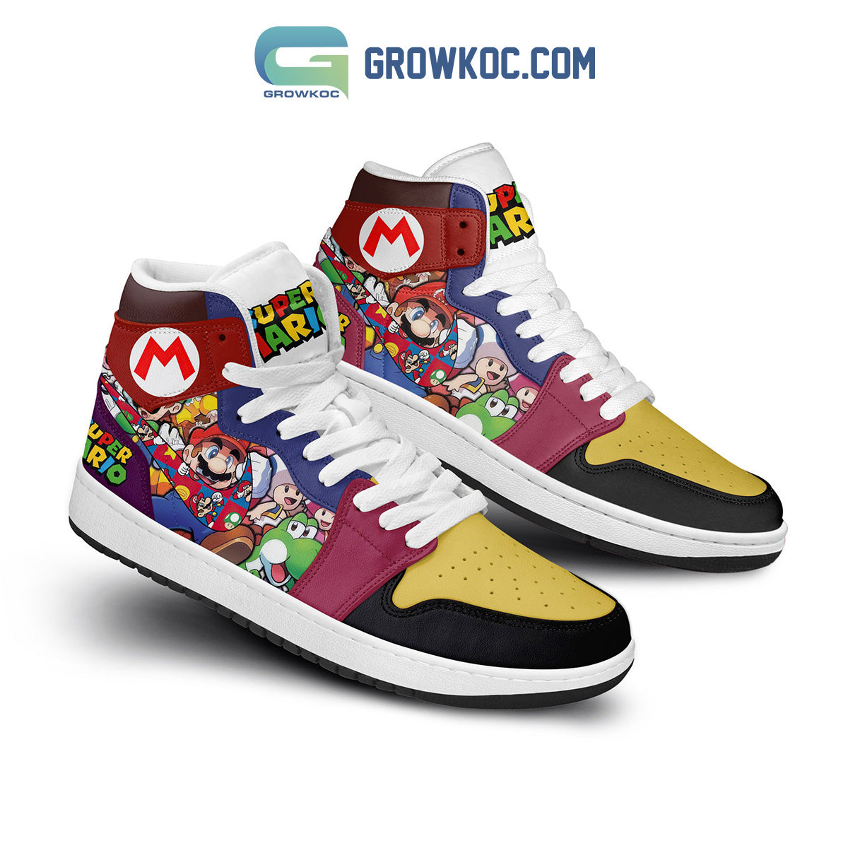 Ideafootwear Super Mario AJ1 High Sneakers Shoes For Men And Women 2
