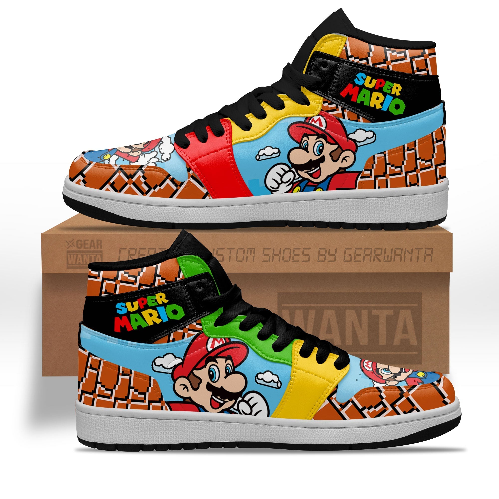 Ideafootwear Super Mario AJ1 High Sneakers Shoes For Men And Women 3