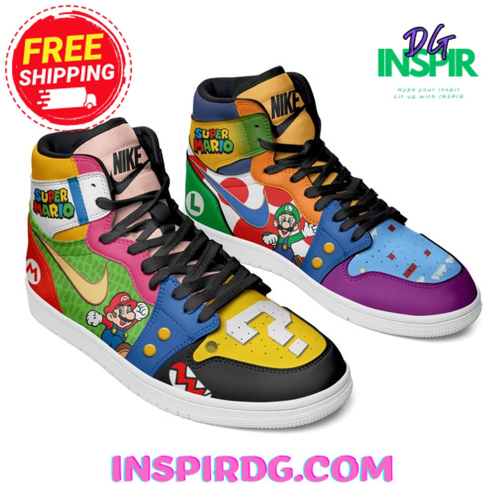 Ideafootwear Super Mario AJ1 High Sneakers Shoes For Men And Women 12