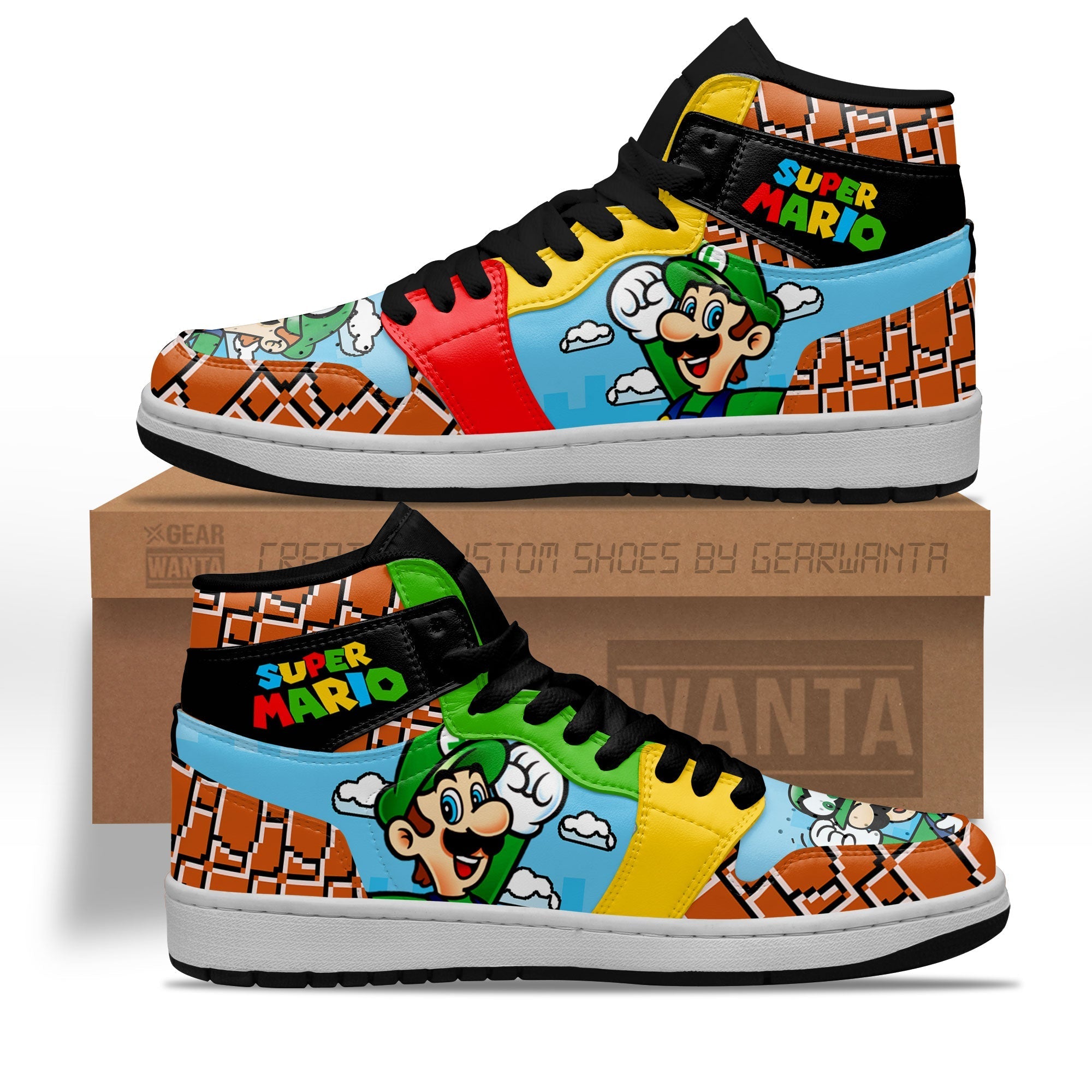 Ideafootwear Super Mario AJ1 High Sneakers Shoes For Men And Women 9