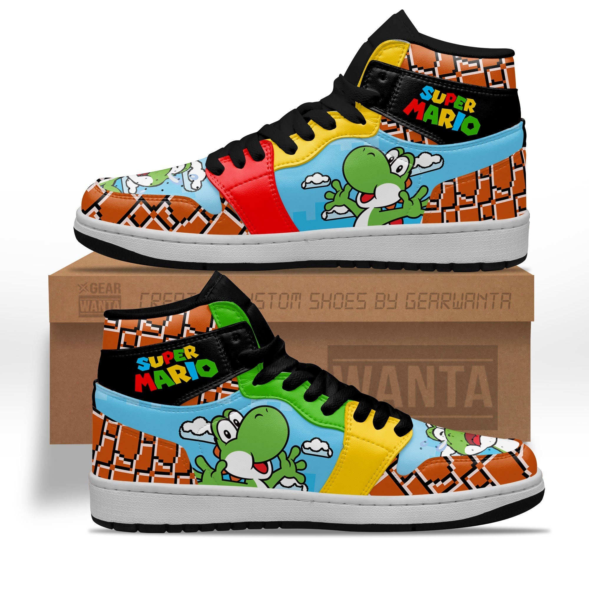 Ideafootwear Super Mario AJ1 High Sneakers Shoes For Men And Women 5