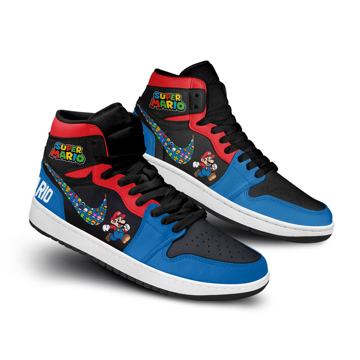 Ideafootwear Super Mario AJ1 High Sneakers Shoes For Men And Women 14