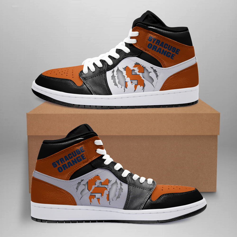 Ideafootwear Syracuse Orange AJ1 High Sneakers Shoes For Men And Women 2