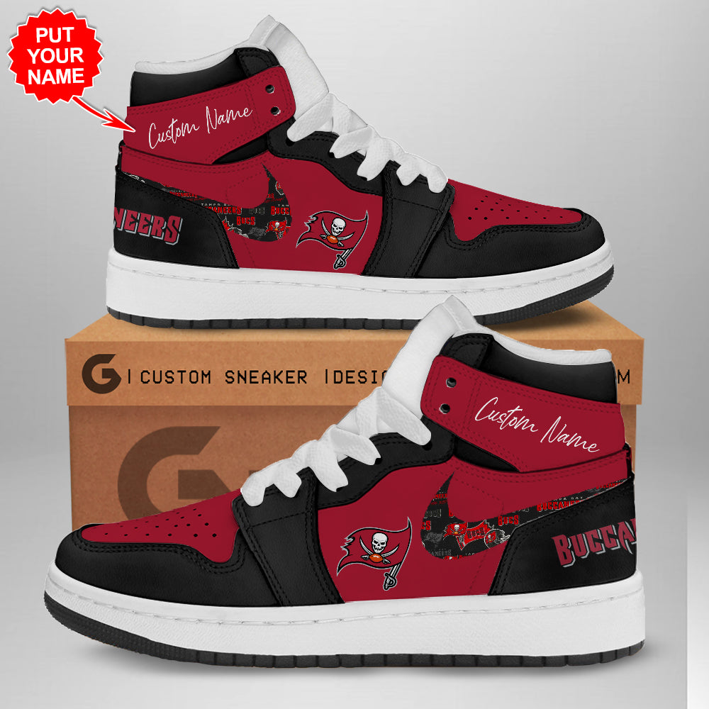 Ideafootwear Tampa Bay Buccaneers AJ1 High Sneakers Shoes For Men And Women 6