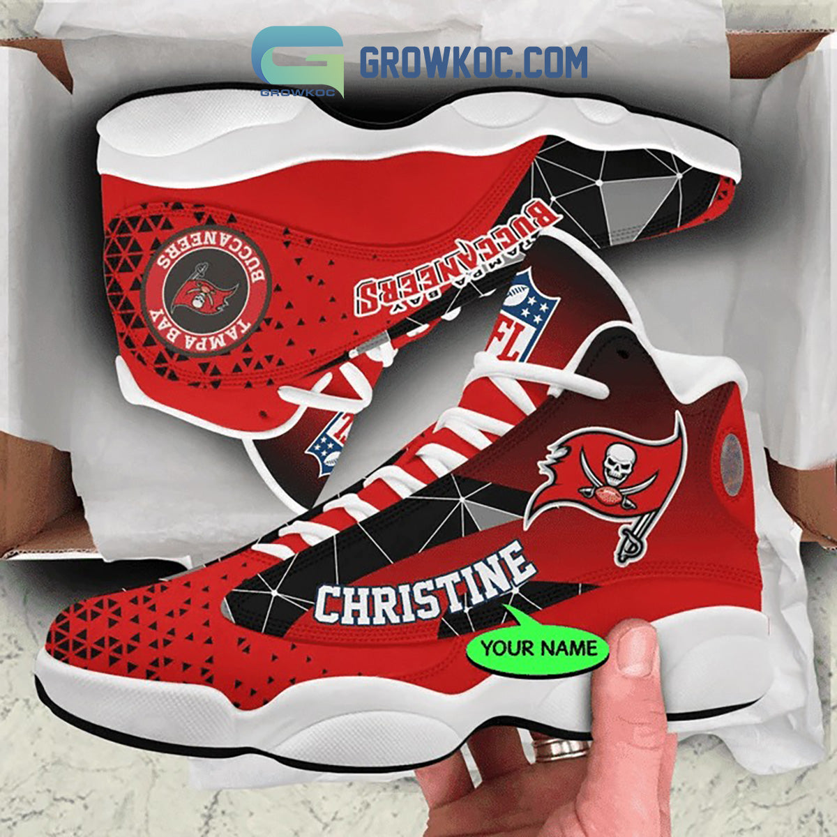 Ideafootwear Tampa Bay Buccaneers AJ13 Sneakers Shoes For Men And Women 6