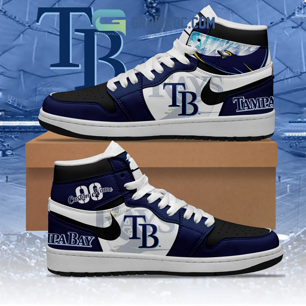 Ideafootwear Tampa Bay Rays AJ1 High Sneakers Shoes For Men And Women 5