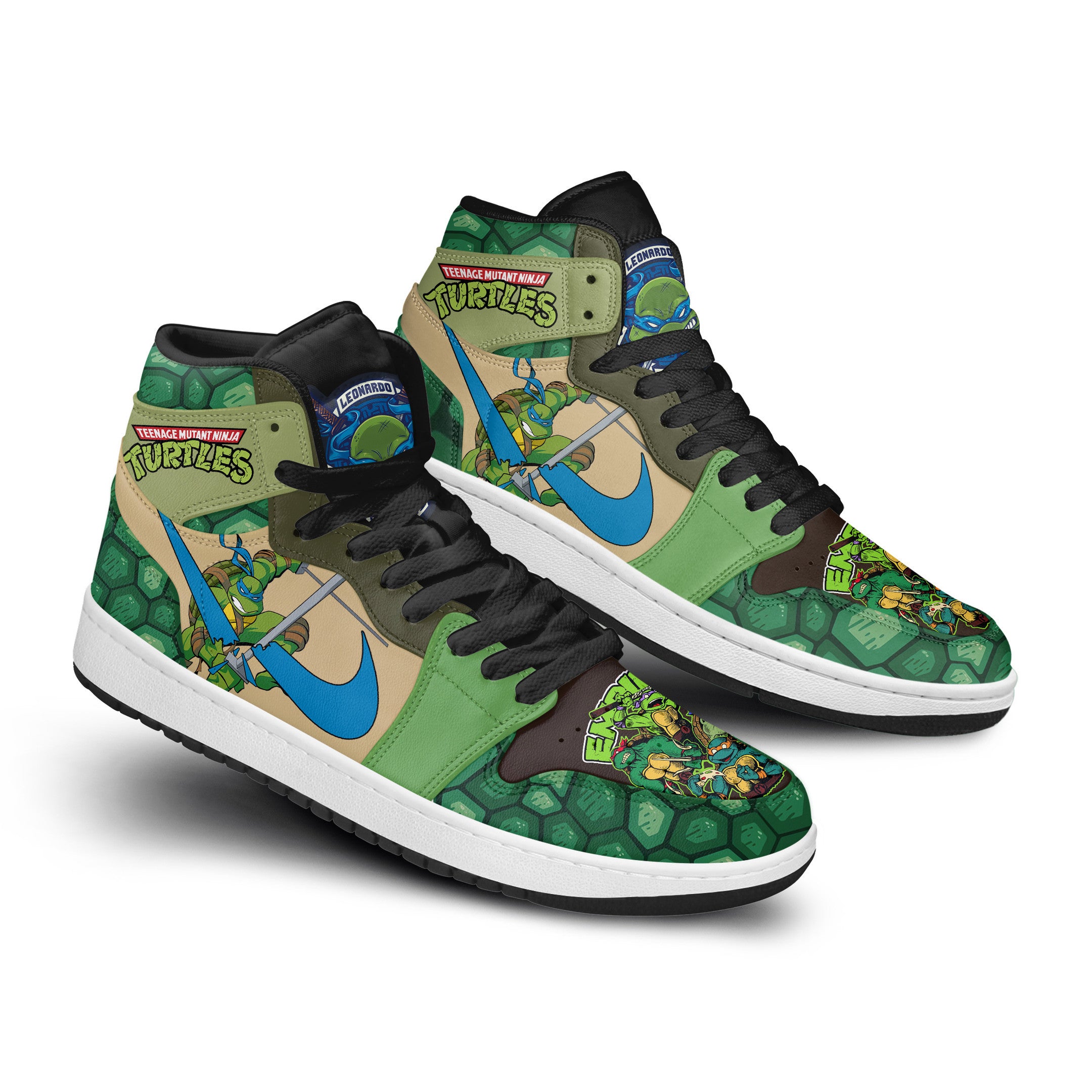 Ideafootwear Teenage Mutant Ninja Turtles AJ1 High Sneakers Shoes For Men And Women 9