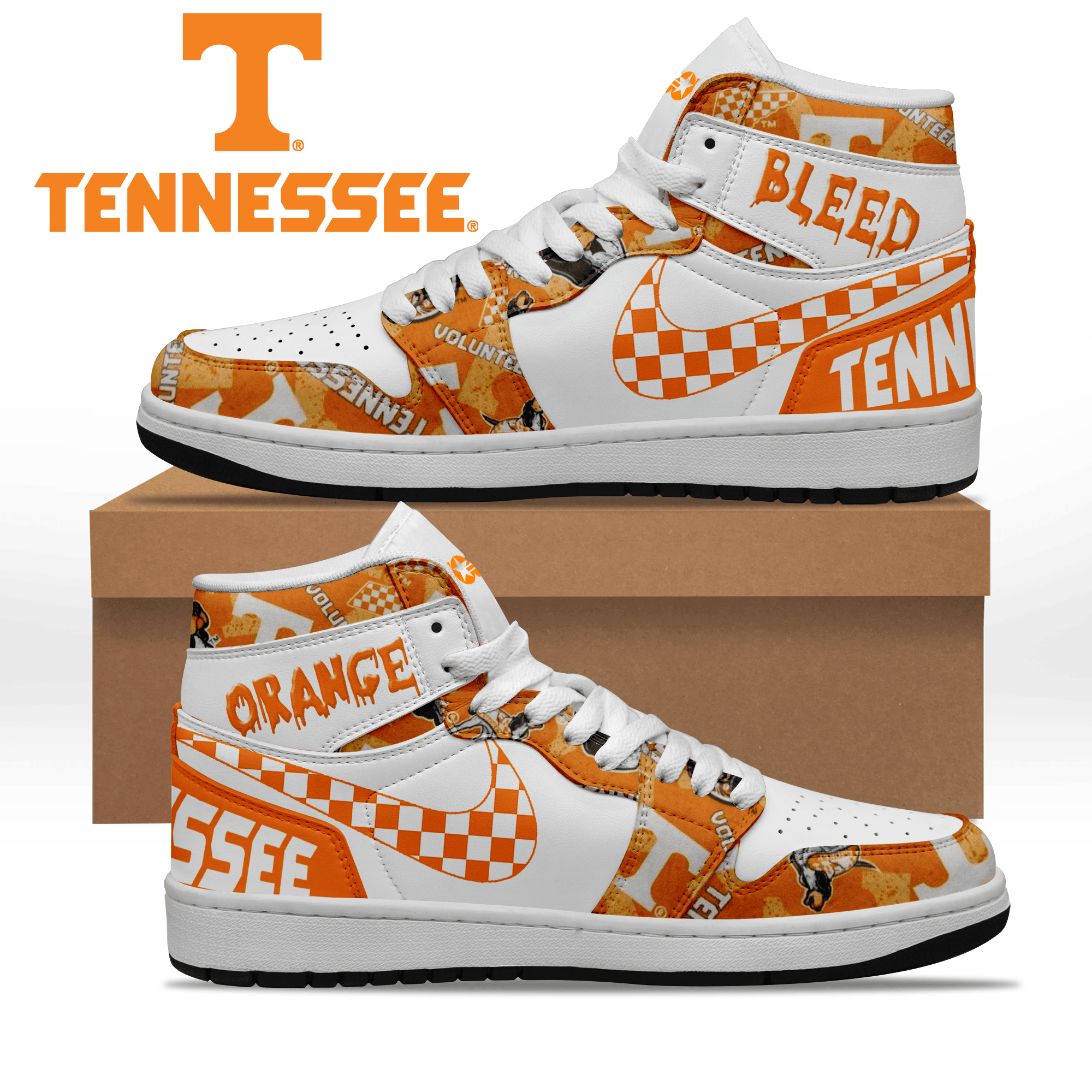 Ideafootwear Tennessee Volunteers AJ1 High Sneakers Shoes For Men And Women 16