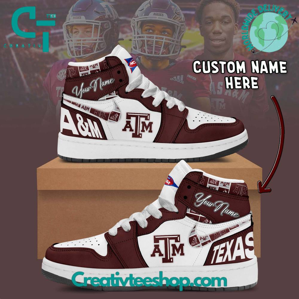 Ideafootwear Texas A&M Aggies AJ1 High Sneakers Shoes For Men And Women 1