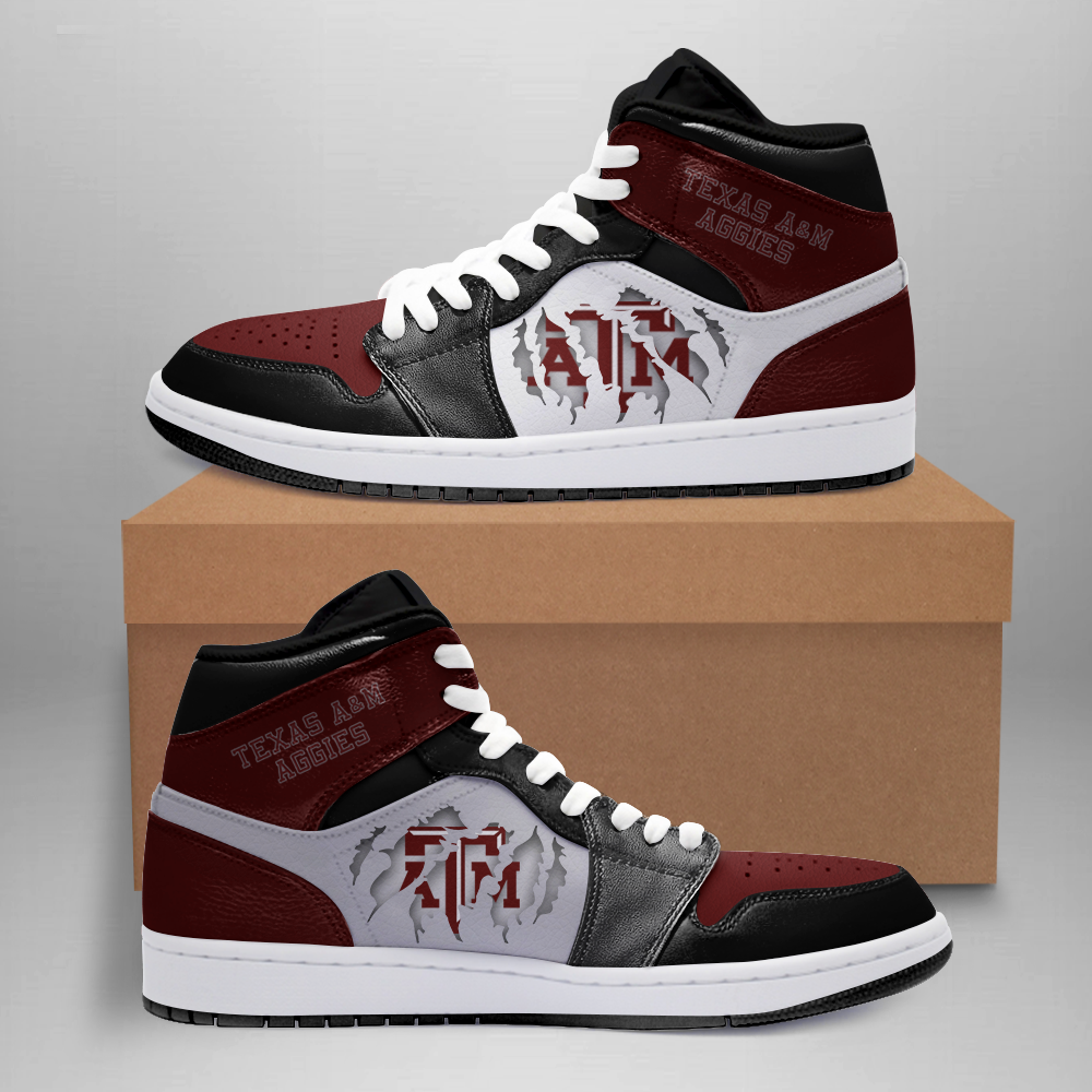 Ideafootwear Texas A&M Aggies AJ1 High Sneakers Shoes For Men And Women 2