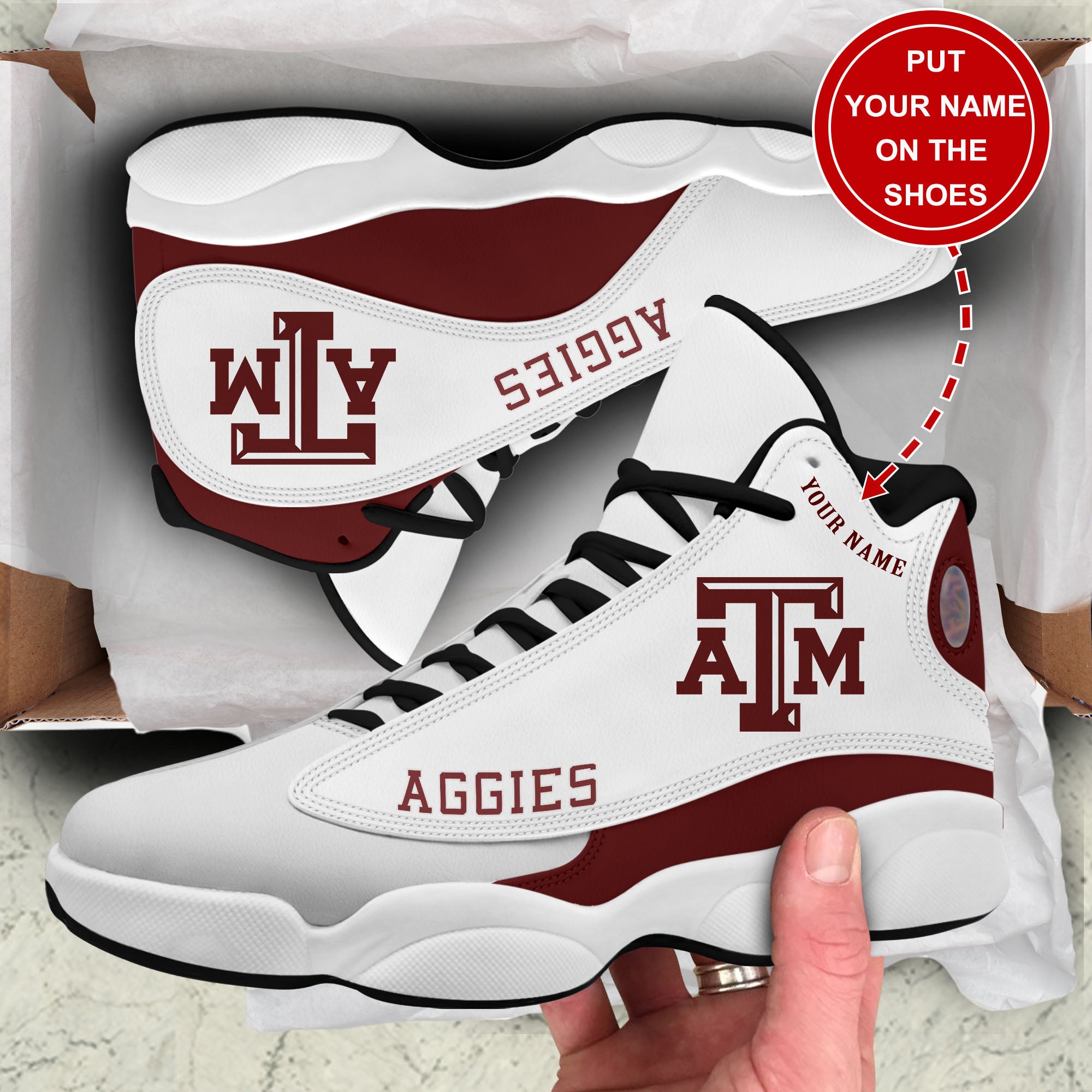 Ideafootwear Texas A&amp;M Aggies AJ13 Sneakers Shoes For Men And Women 2