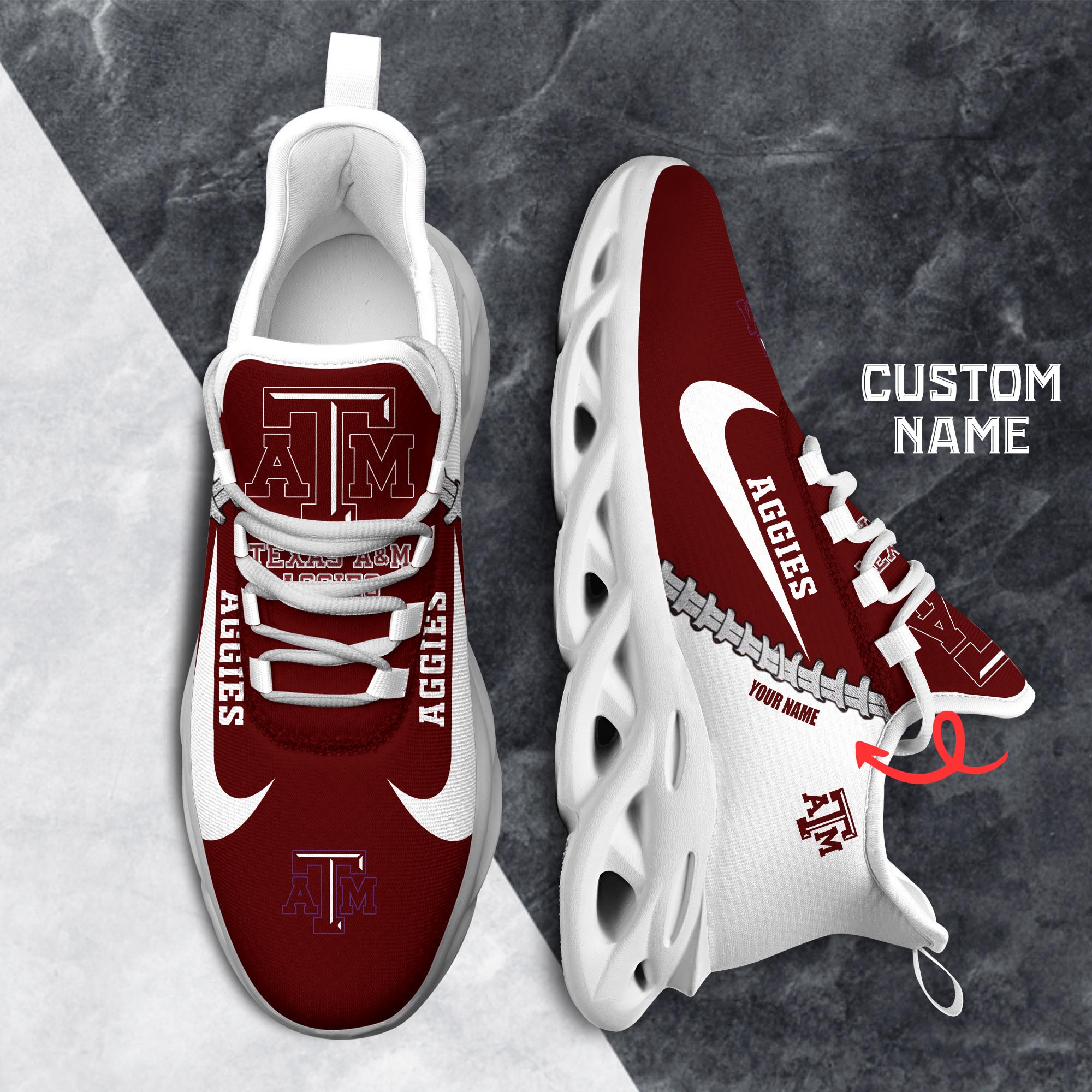 Ideafootwear Texas A&amp;M Aggies Max Soul Shoes Sneakers For Men And Women 2