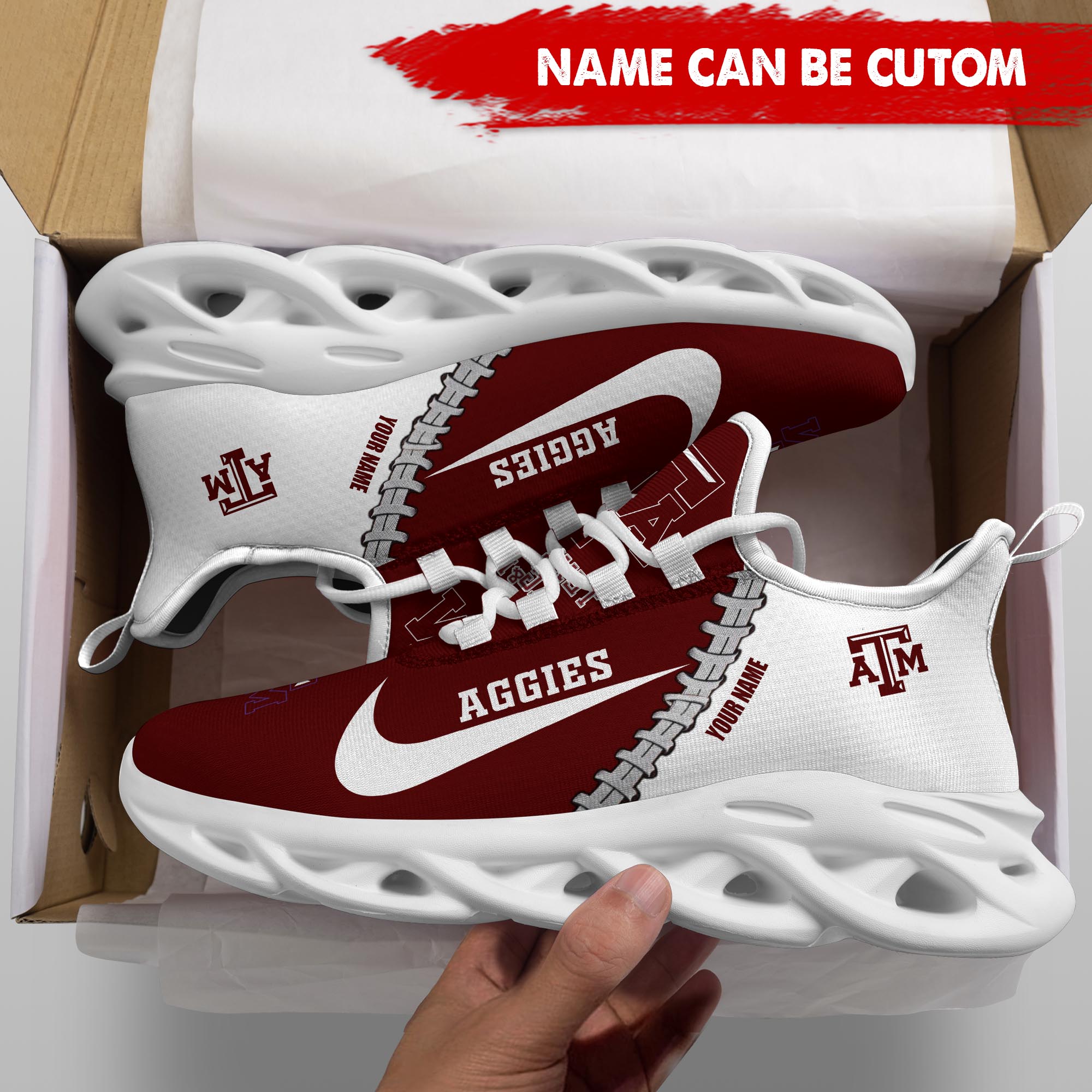 Ideafootwear Texas A&amp;M Aggies Max Soul Shoes Sneakers For Men And Women 2