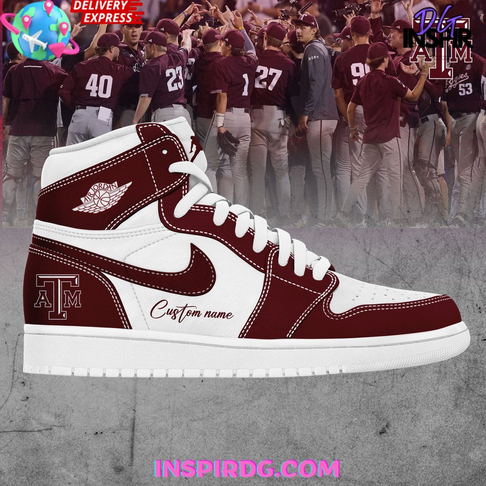 Ideafootwear Texas A&M AJ1 High Sneakers Shoes For Men And Women 1