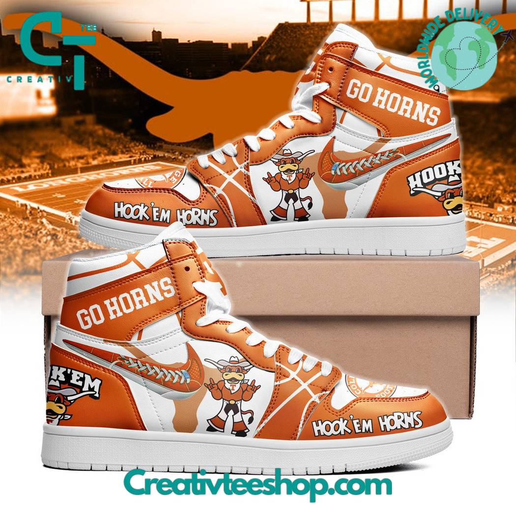 Ideafootwear Texas Longhorns AJ1 High Sneakers Shoes For Men And Women 6
