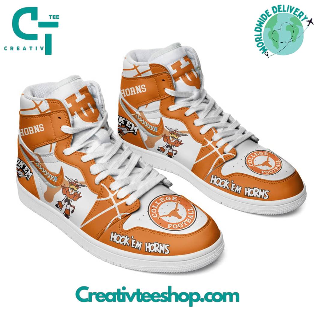 Ideafootwear Texas Longhorns AJ1 High Sneakers Shoes For Men And Women 6