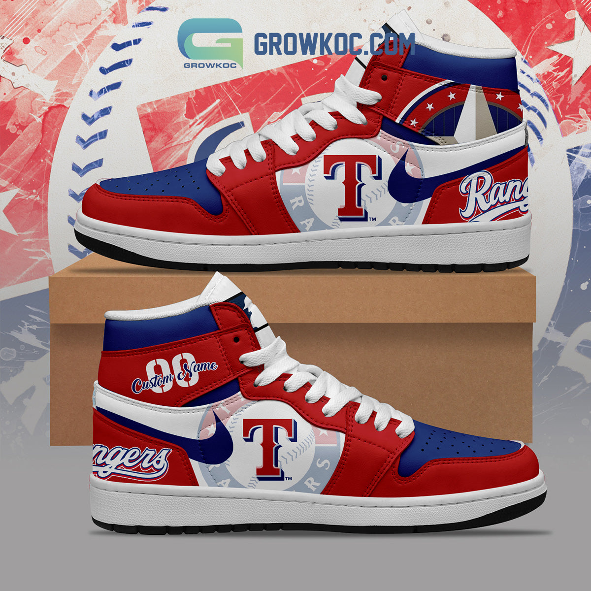 Ideafootwear Texas Rangers AJ1 High Sneakers Shoes For Men And Women 4