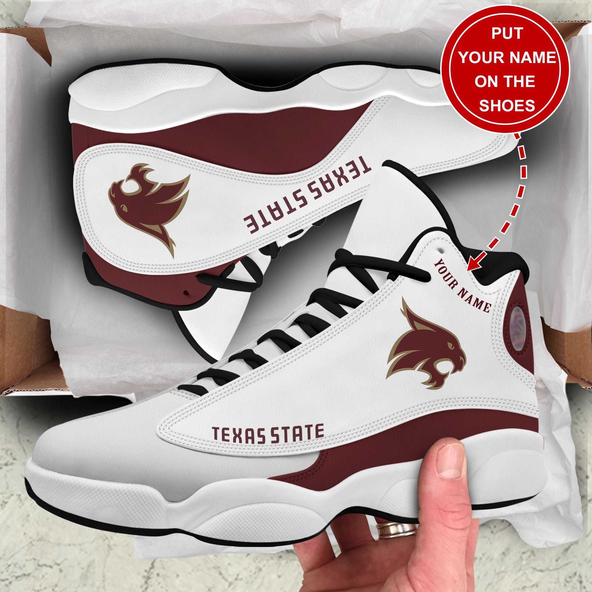 Ideafootwear Texas State Bobcats AJ13 Sneakers Shoes For Men And Women 1