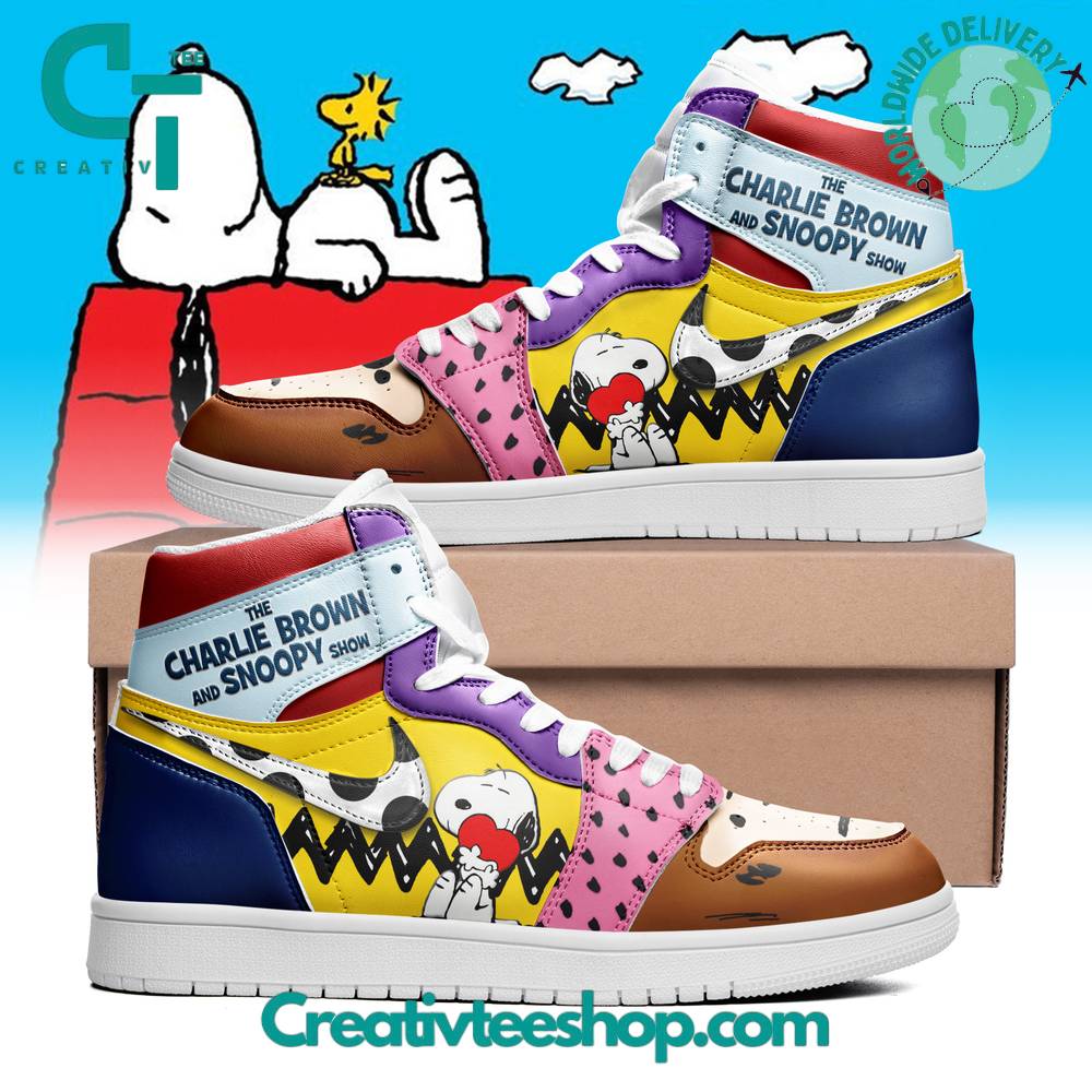Ideafootwear The Charlie Brown and Snoopy AJ1 High Sneakers Shoes For Men And Women 1