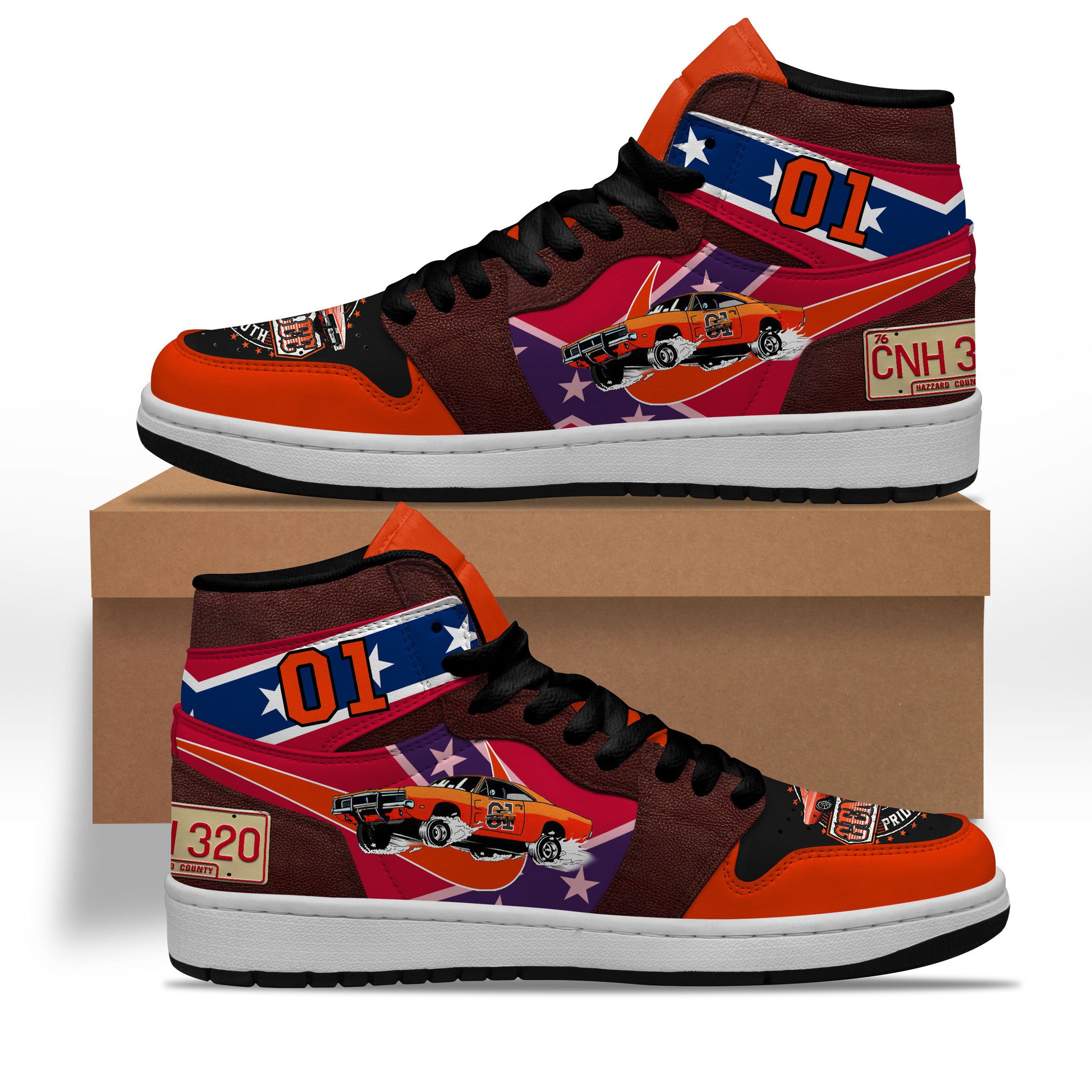 Ideafootwear The Dukes Of Hazzard AJ1 High Sneakers Shoes For Men And Women 2