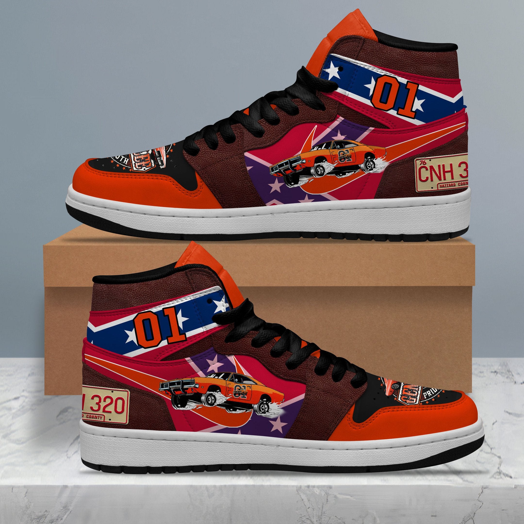 Ideafootwear The Dukes Of Hazzard AJ1 High Sneakers Shoes For Men And Women 2