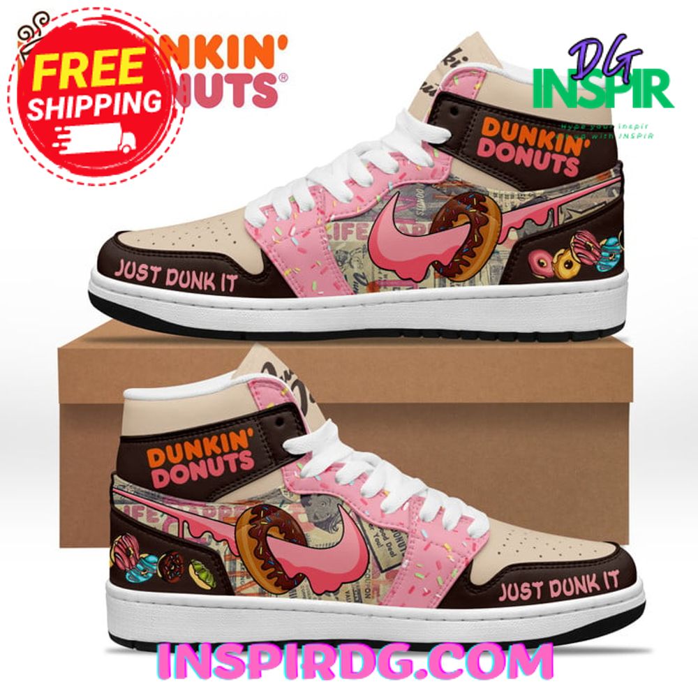 Ideafootwear The Dunkin Donuts Just Dunk It AJ1 High Sneakers Shoes For Men And Women 1