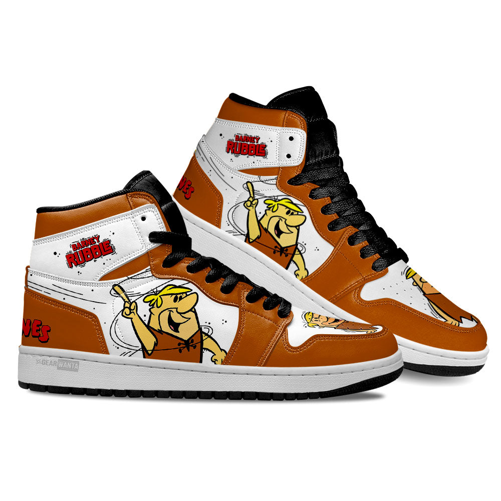 Ideafootwear The Flintstones Barney Rubble AJ1 High Sneakers Shoes For Men And Women 1