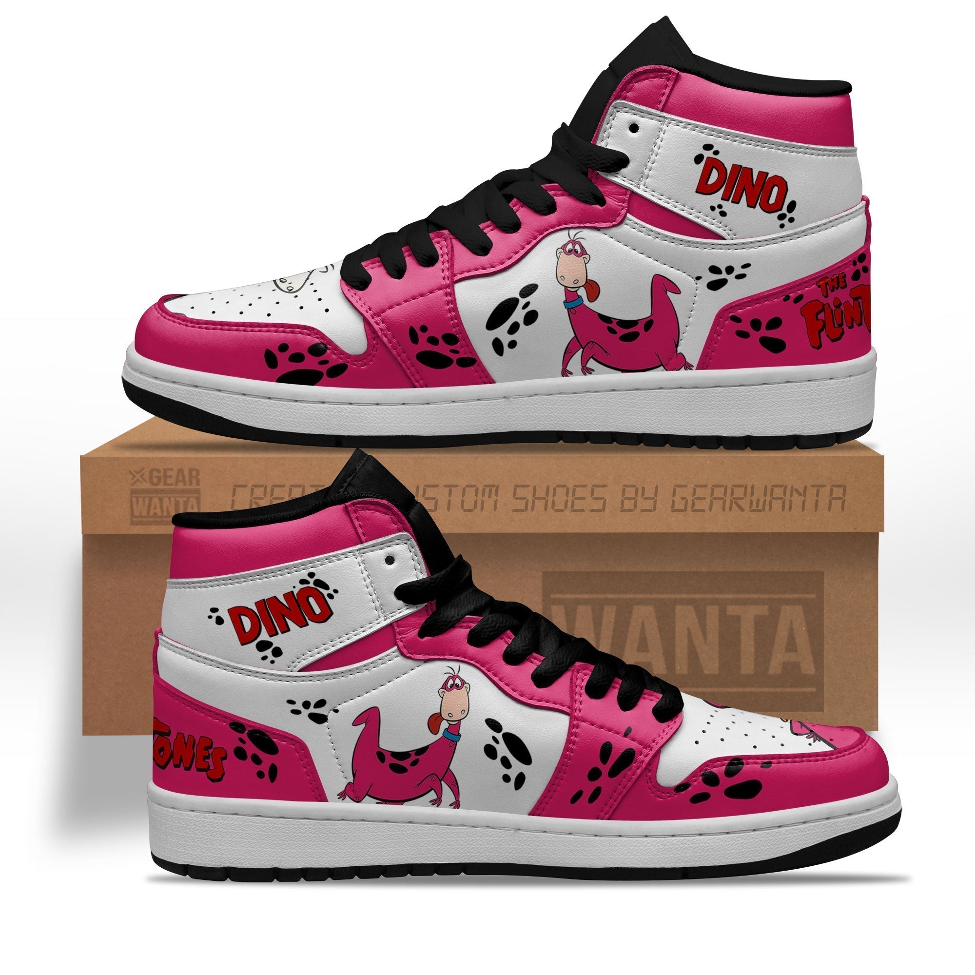 Ideafootwear The Flintstones Dino AJ1 High Sneakers Shoes For Men And Women 1
