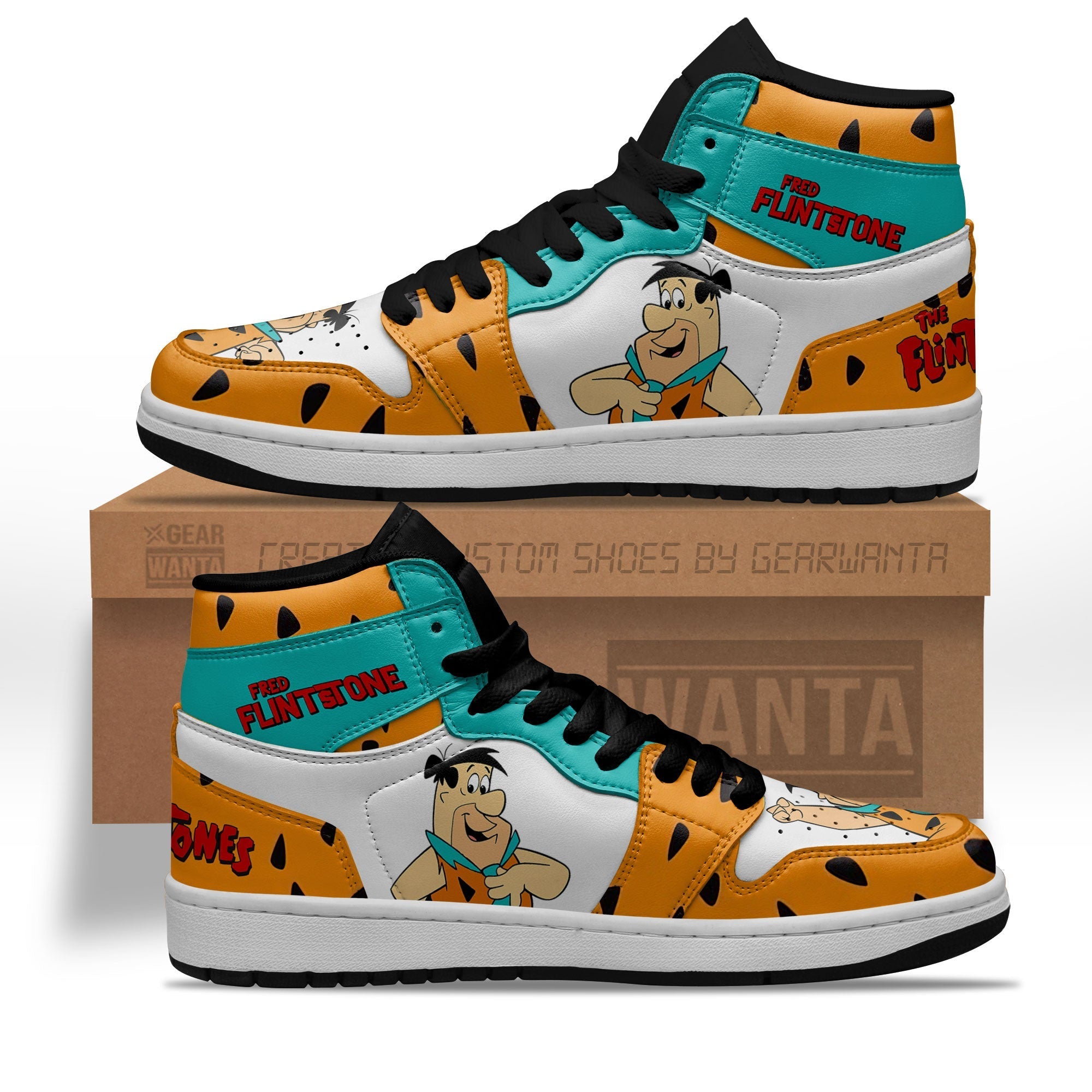 Ideafootwear The Flintstones Fred Flintstones AJ1 High Sneakers Shoes For Men And Women 1