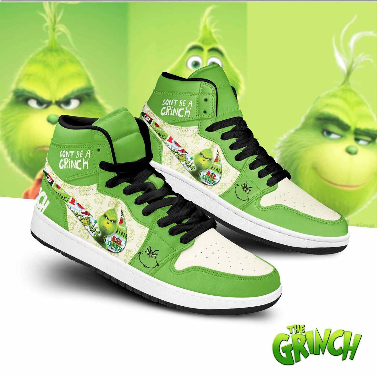 Ideafootwear The Grinch AJ1 High Sneakers Shoes For Men And Women 10