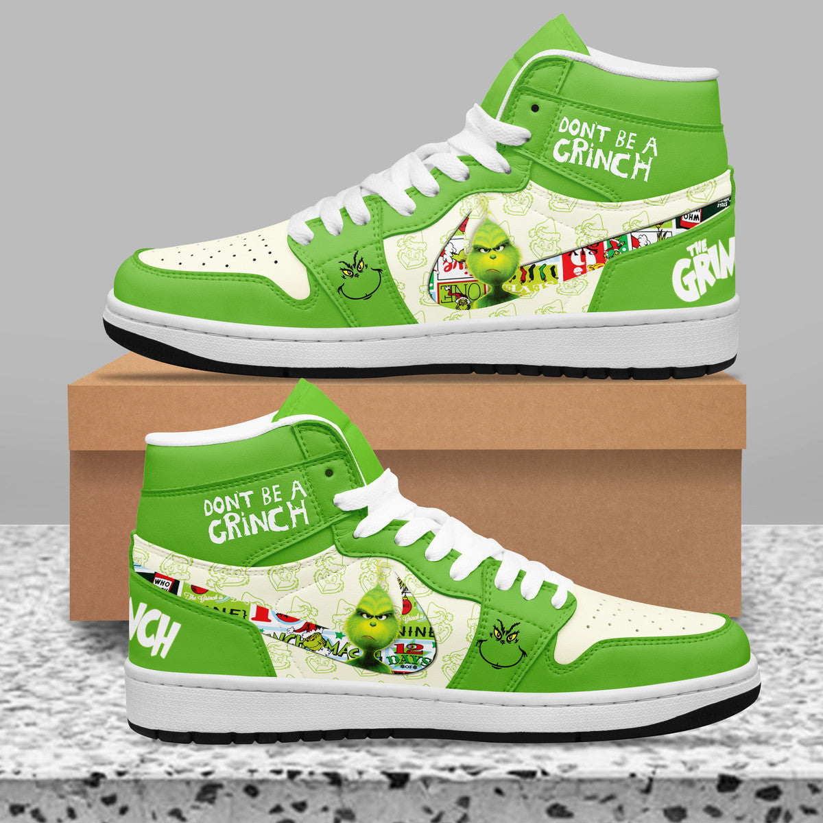 Ideafootwear The Grinch AJ1 High Sneakers Shoes For Men And Women 9