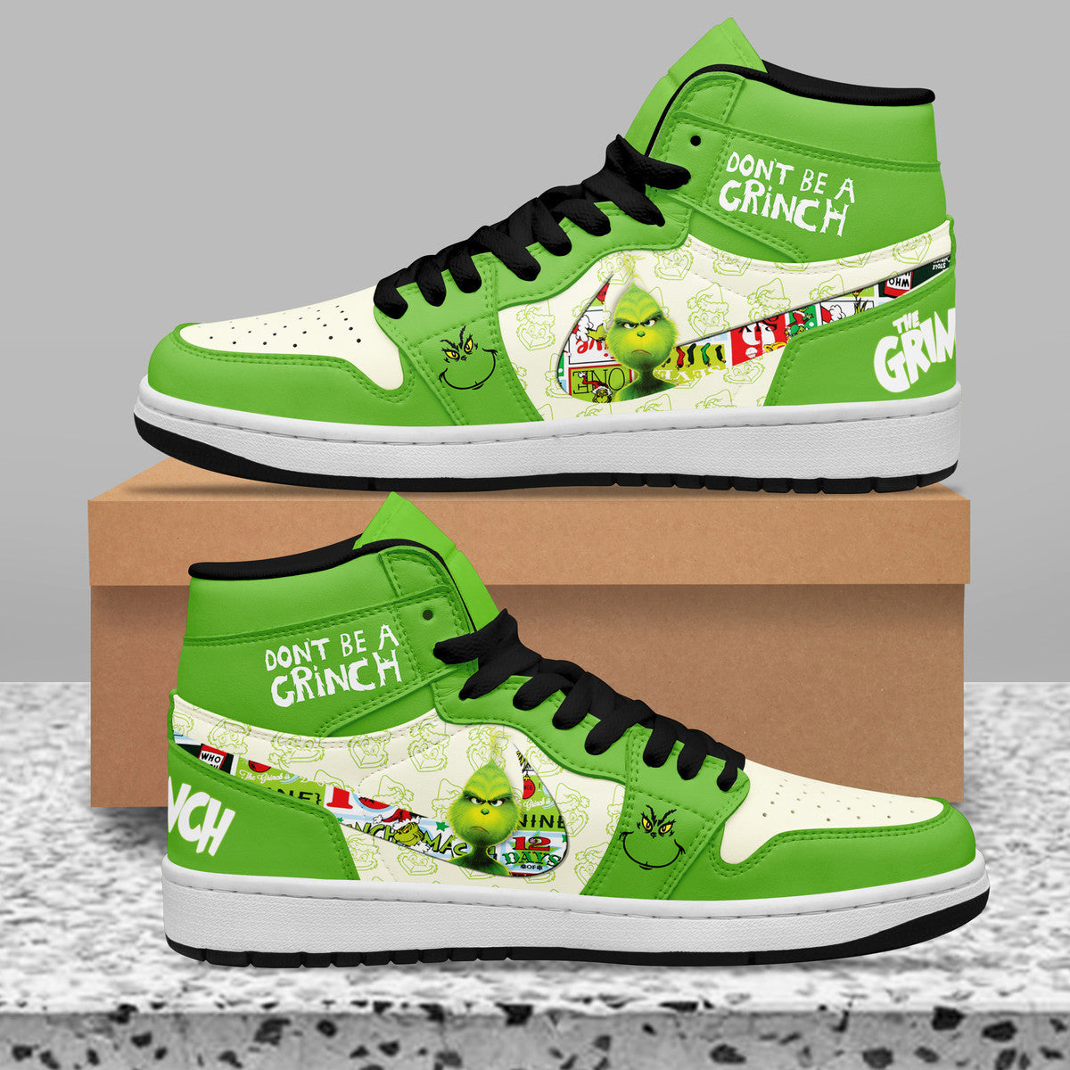 Ideafootwear The Grinch AJ1 High Sneakers Shoes For Men And Women 10