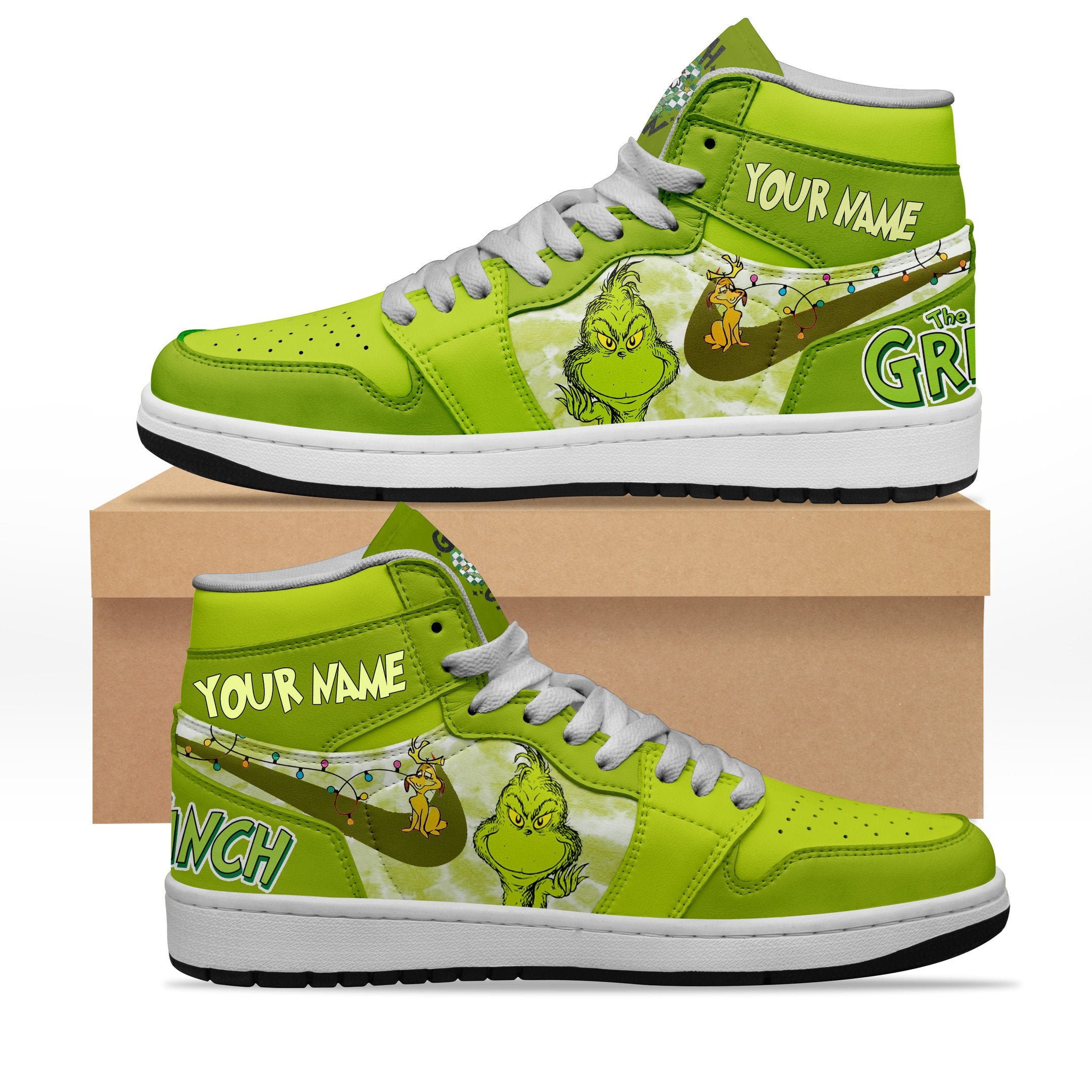 Ideafootwear The Grinch AJ1 High Sneakers Shoes For Men And Women 11