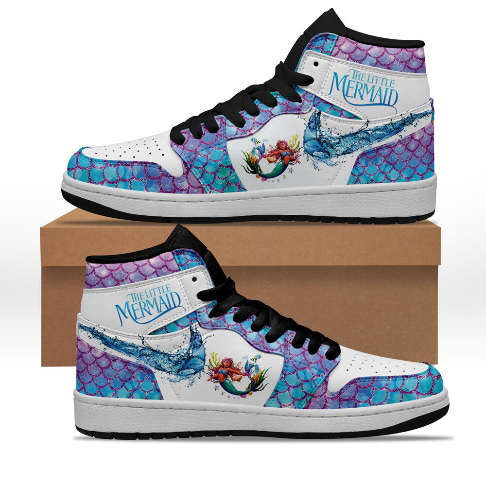 Ideafootwear The Little Mermaid AJ1 High Sneakers Shoes For Men And Women 1