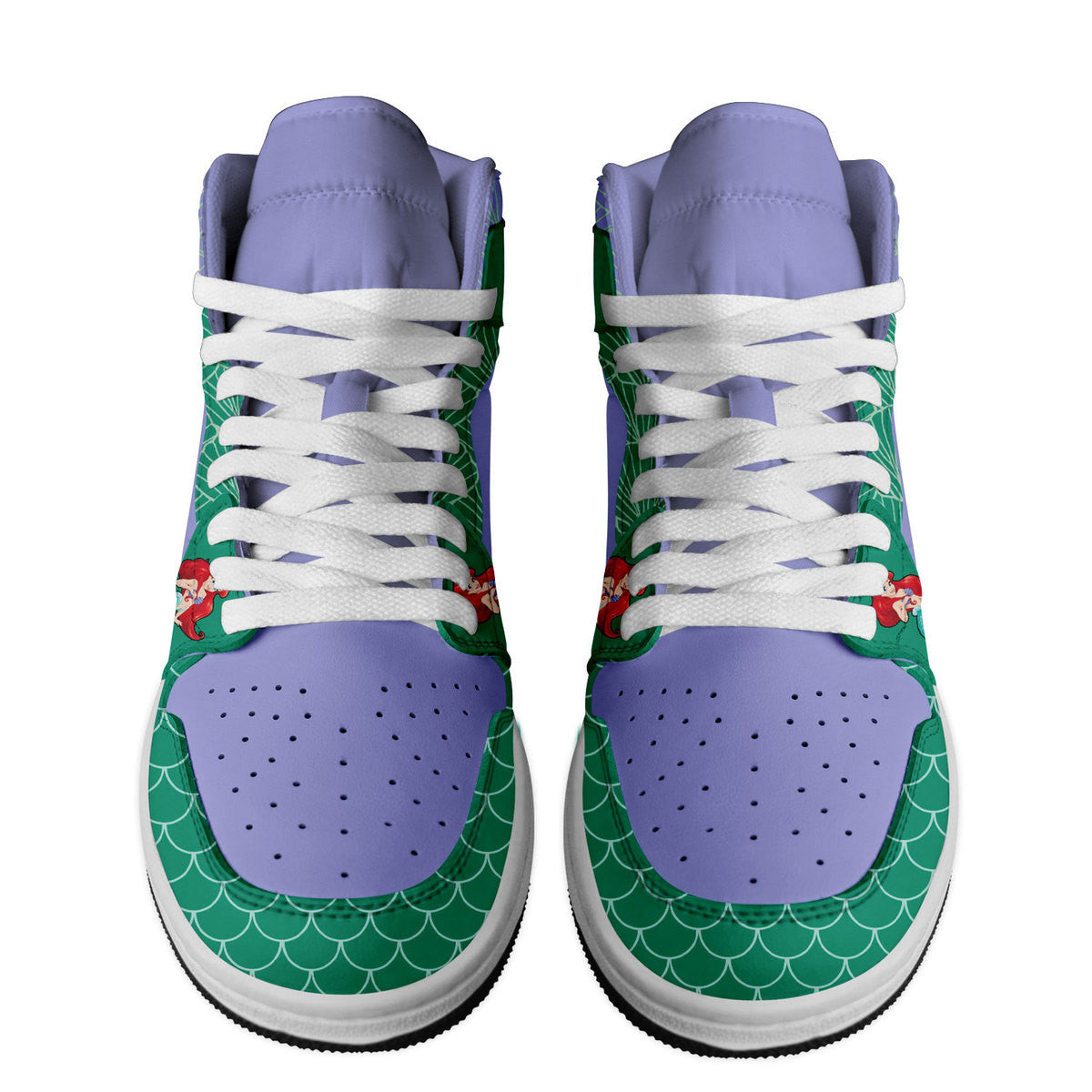 Ideafootwear The Little Mermaid AJ1 High Sneakers Shoes For Men And Women 2