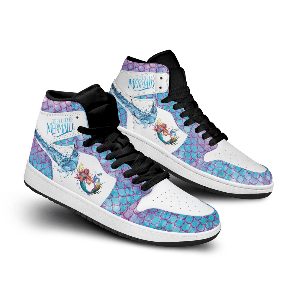 Ideafootwear The Little Mermaid AJ1 High Sneakers Shoes For Men And Women 1