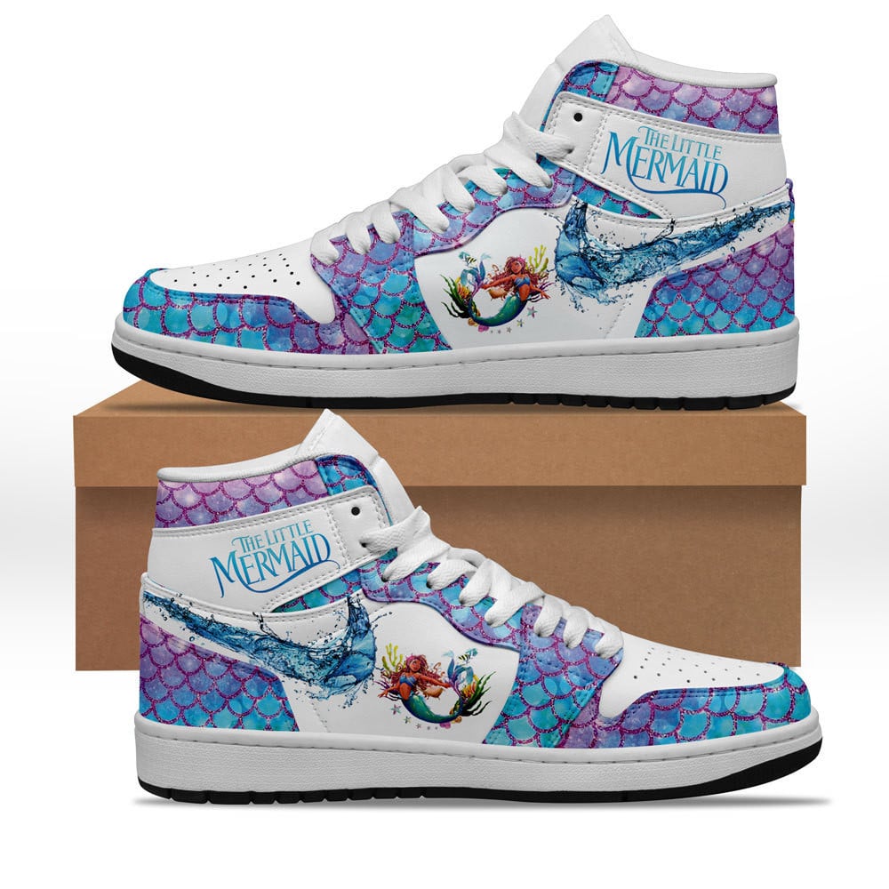 Ideafootwear The Little Mermaid AJ1 High Sneakers Shoes For Men And Women 4