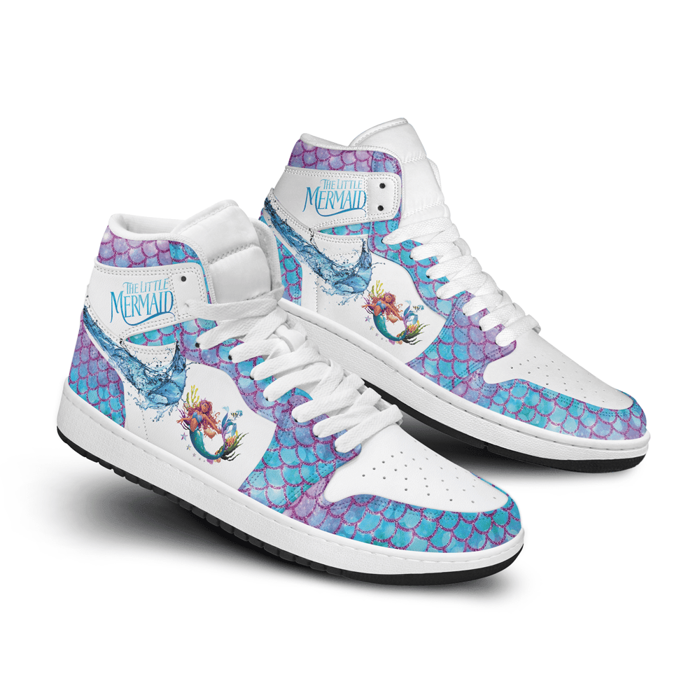 Ideafootwear The Little Mermaid AJ1 High Sneakers Shoes For Men And Women 4