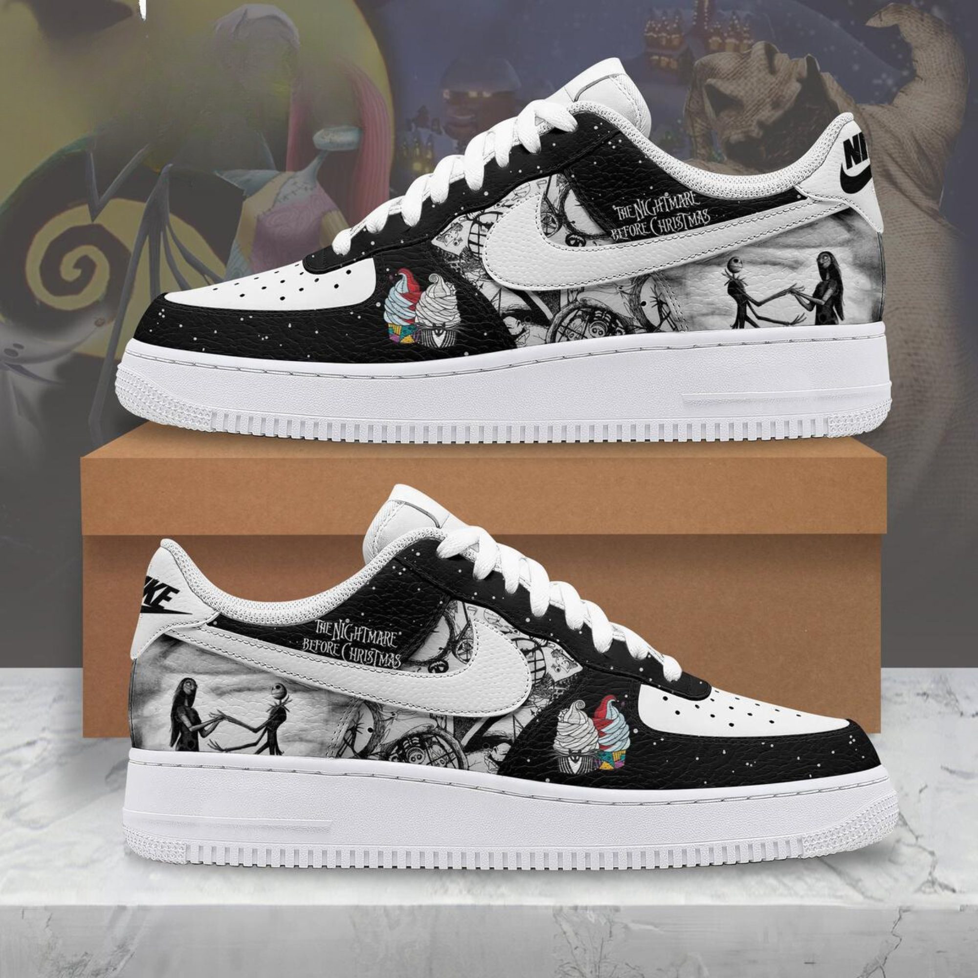 Ideafootwear The Nightmare Before Christmas Air Low-Top Sneakers Shoes For Men And Women 2
