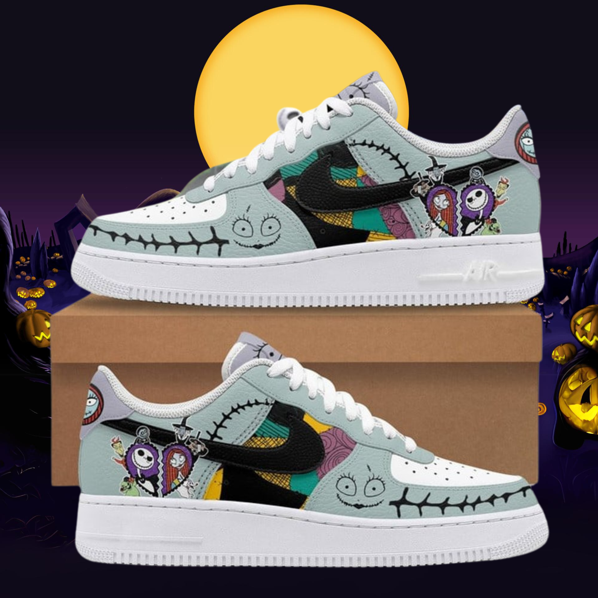 Ideafootwear The Nightmare Before Christmas Air Low-Top Sneakers Shoes For Men And Women 3