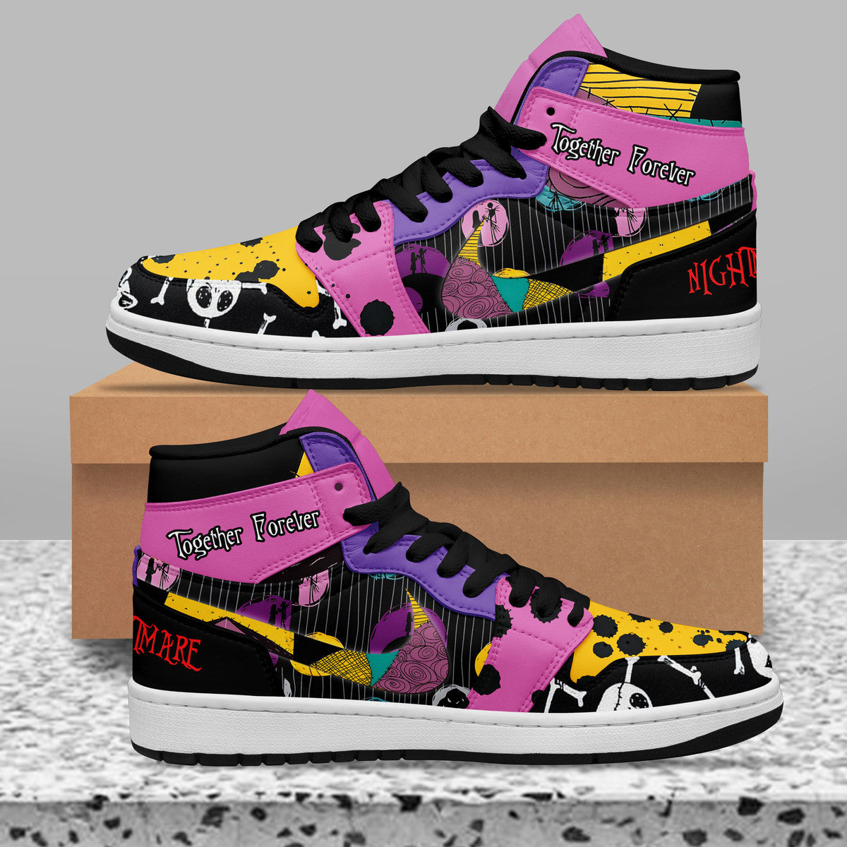 Ideafootwear The Nightmare Before Christmas AJ1 High Sneakers Shoes For Men And Women 3