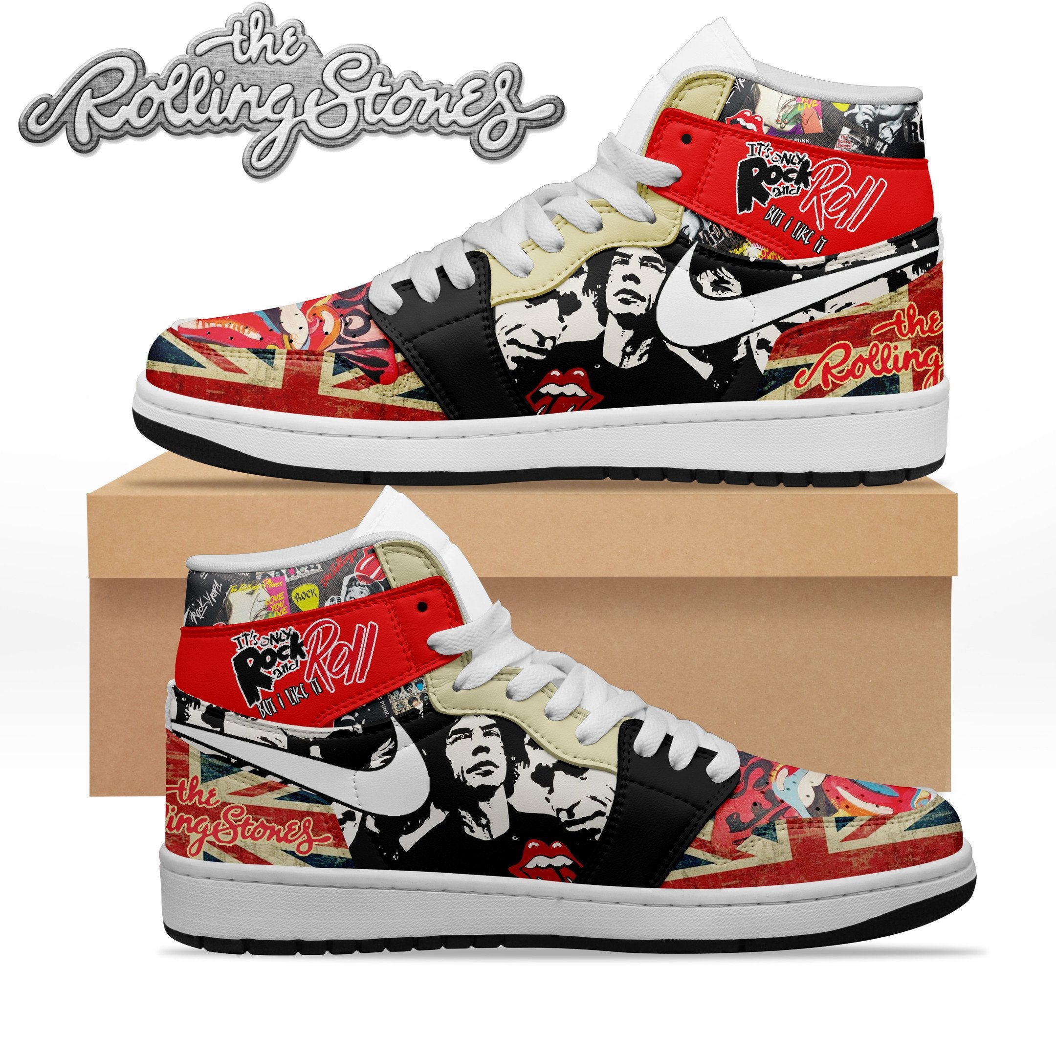 Ideafootwear The Rolling Stones AJ1 High Sneakers Shoes For Men And Women 13
