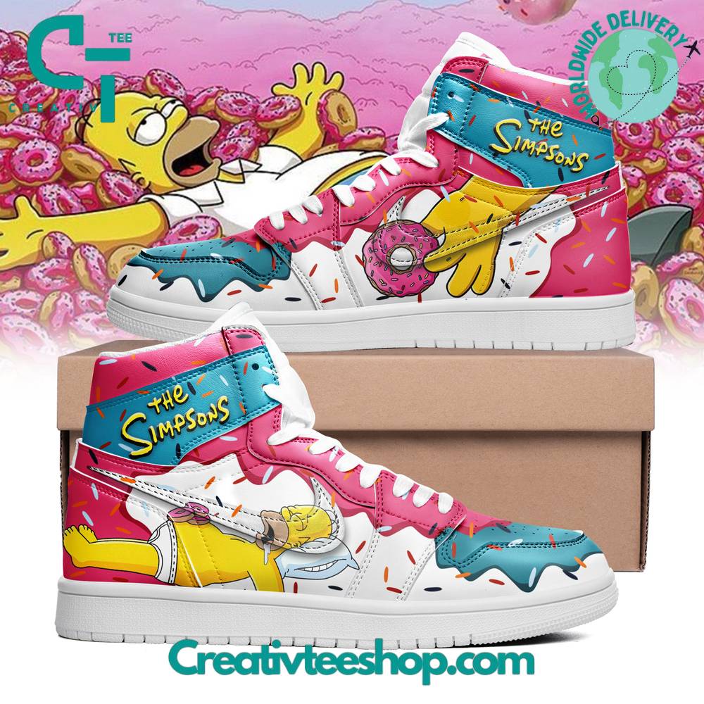 Ideafootwear The Simpsons AJ1 High Sneakers Shoes For Men And Women 2