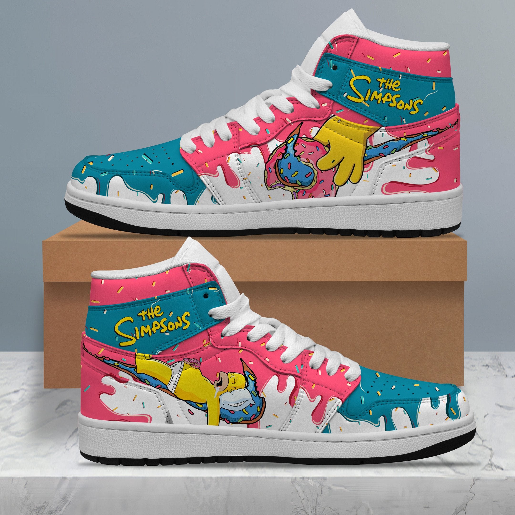 Ideafootwear The Simpsons AJ1 High Sneakers Shoes For Men And Women 4