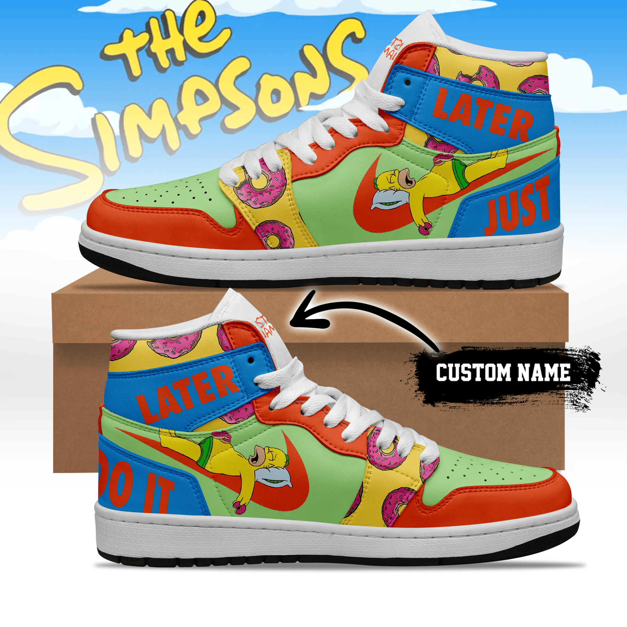 Ideafootwear The Simpsons AJ1 High Sneakers Shoes For Men And Women 5