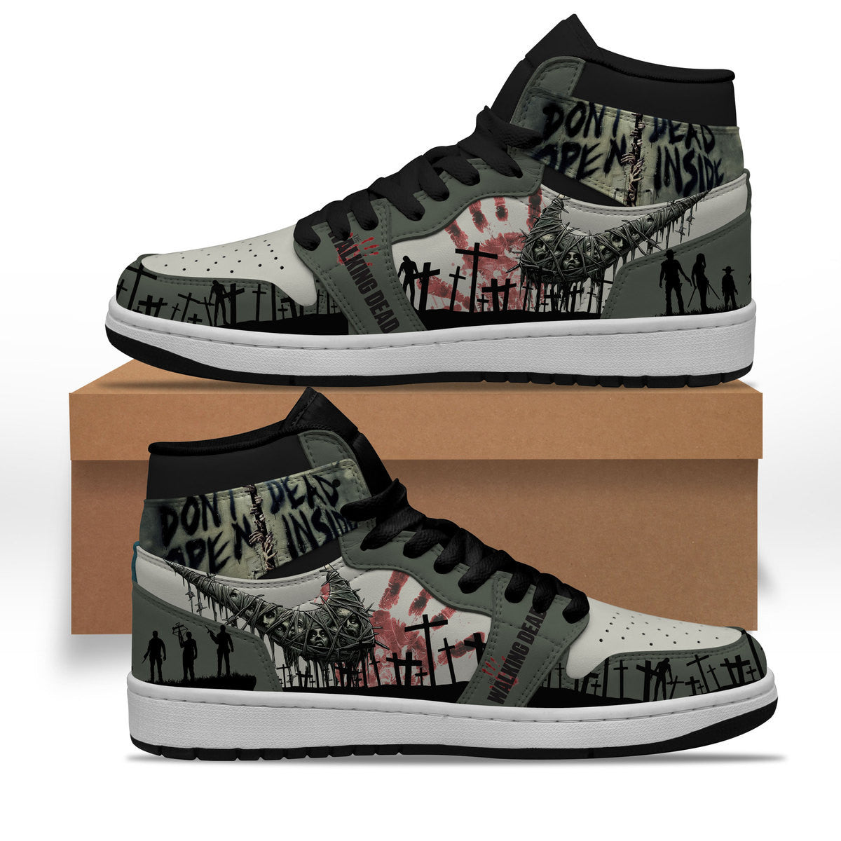 Ideafootwear The Walking Dead AJ1 High Sneakers Shoes For Men And Women 5